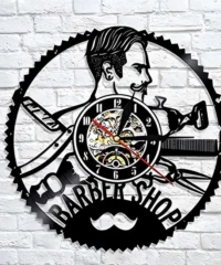 Barber logo wall art vinyl record clock