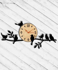 Birds on branch wall clock