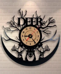 Deer vinyl disc wall clock