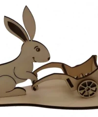 Easter bunny pushing egg cart