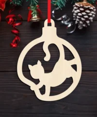 Wooden Cat Christmas Tree Decoration Wooden Cat Christmas Tree Decoration