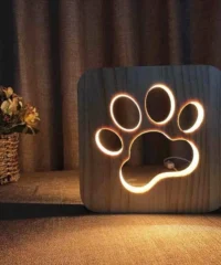 Wooden dog paw led lamp for kids bedroom lase