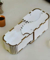 Wooden eyeglasses case box with gear