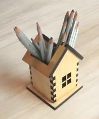 Wooden house shaped pen