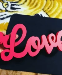 Wooden romantic love word with wings decor for valentines day lase