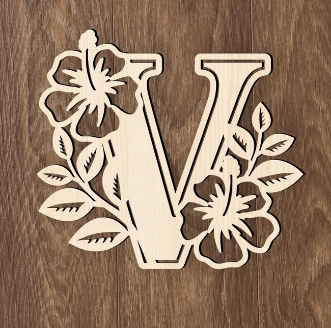 Alphabet V And Flower