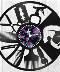 Barber shop vinyl record wall clock