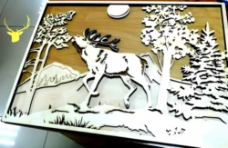 Elk in a forest scene wood wall art