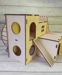 Hamster house with running wheel