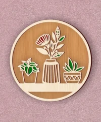 Wooden Vase And Plant Decor