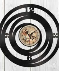 Abstract rings shape vinyl record wall clock