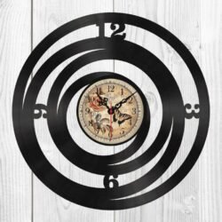 Abstract rings shape vinyl record wall clock