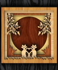 3D Cat Couple Shadow Box Frame