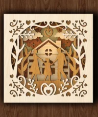 3D Shadow Box Mom Dad and Daughter