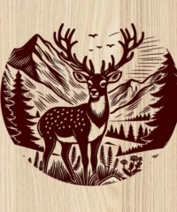 Deer With Mountain