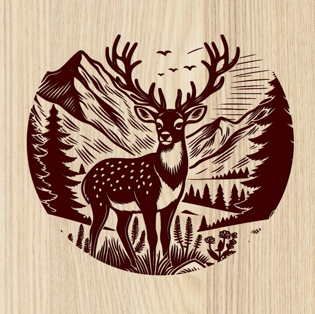 Deer With Mountain