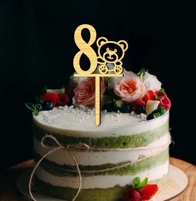 Teddy Bear Number 8 Cake Topper