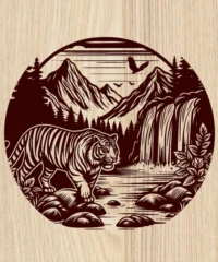 Tiger With Mountain