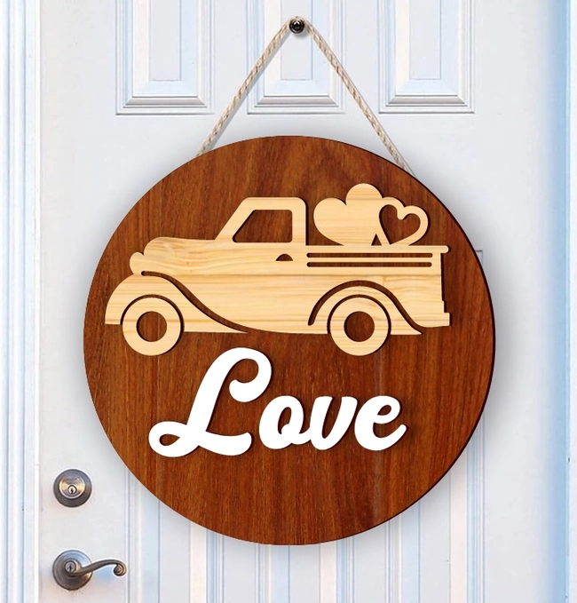 Truck Valentines Day Door Hanger