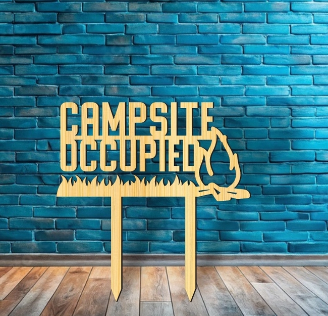 Campsite Occupied With Campfire Stake Sign