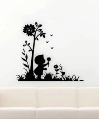 Child With Flower Wall Decor