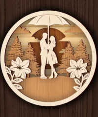 Circle Valentines Anniversary Umbrella