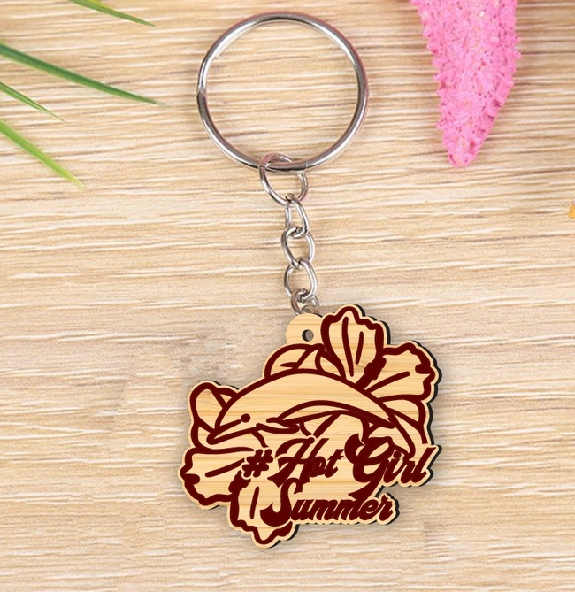 Dolphin And Flower Keychain
