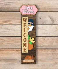 Give Thanks Gnome Porch Sign