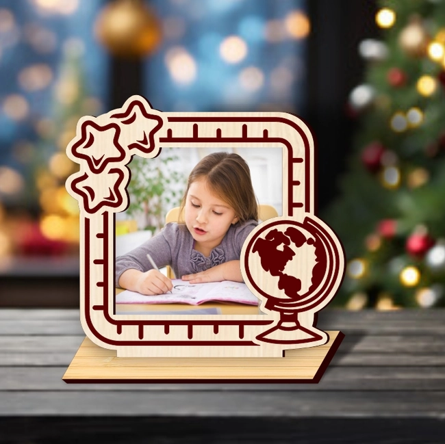 Globe With Stars School Photo Frame