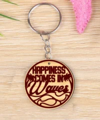 Happiness Comes In Waves Keychain