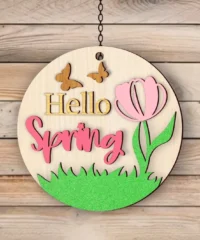 Hello Spring Round Sign