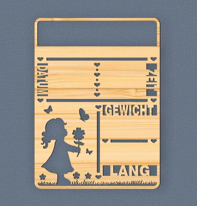 Little Girl Birth Plaque In German