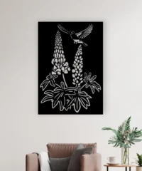 Lupin Flower With Bird Wall Art