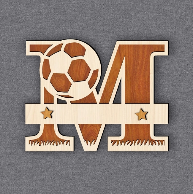 Soccer Football Monogram Capital Letter M