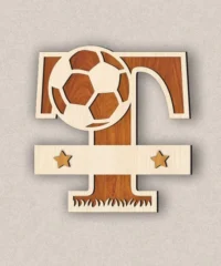Soccer Football Monogram Capital Letter T