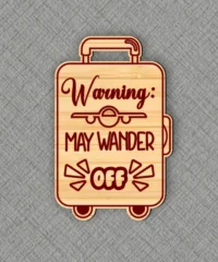 Warning May Wander Off Luggage Tag