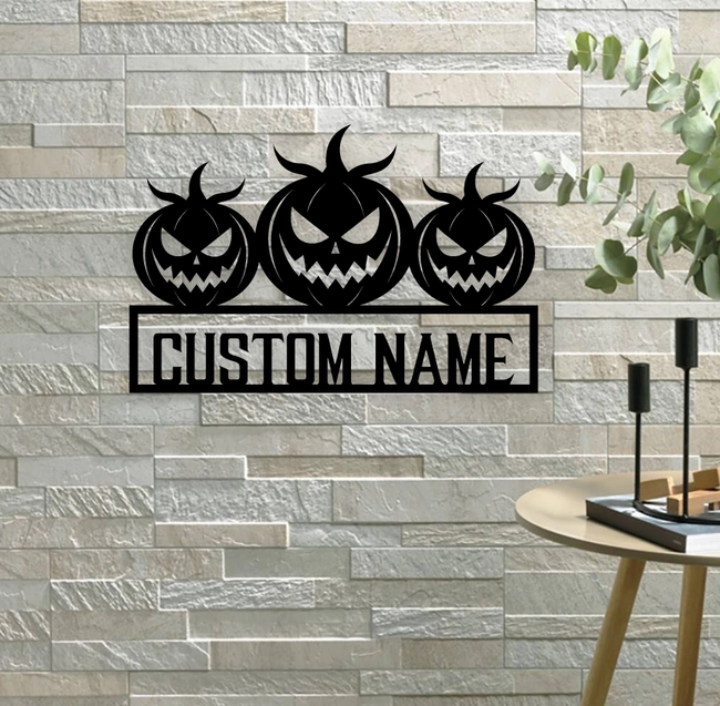 Custom Name Halloween Pumpkin Wall Decor