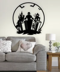 Halloween Monster With Tree Book Bat And Haunted Castle Wall Decor