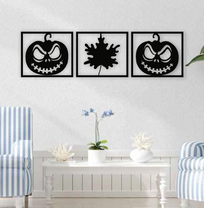 Halloween Pumpkin And Leaf Wall Decor