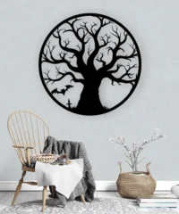 Halloween Tree And Bat Wall Art