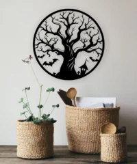 Halloween Tree And Bat Wall Art