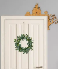 Haunted House And Pumpkin With Tree Halloween Door Corner