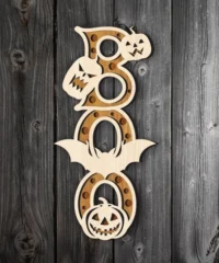 Multilayer Halloween Boo With Pumpkin And Bat Sign