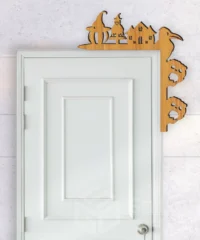 Pumpkin And Haunted House With Monster And Crow Halloween Door Corner