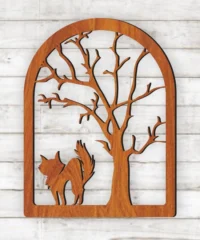 Spooky Halloween Cat And Tree Spooky Halloween Cat And Tree