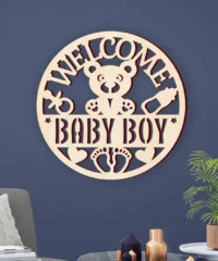 Welcome Baby Boy Wall Sign