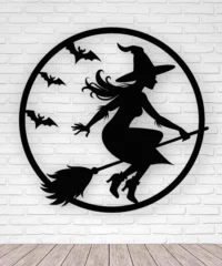 Witch And Bat Halloween Wall Decor