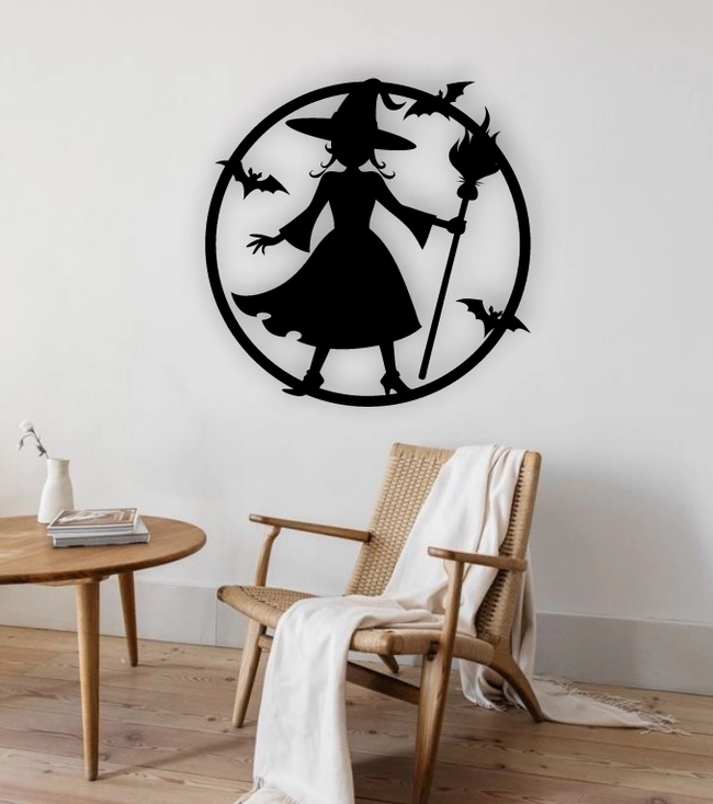 Witch And Bat Halloween Wall Decor
