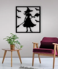 Witch And Bat Halloween Wall Decor