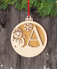 Alphabet A With Snowman Christmas